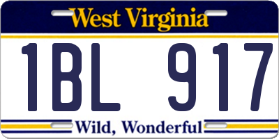 WV license plate 1BL917