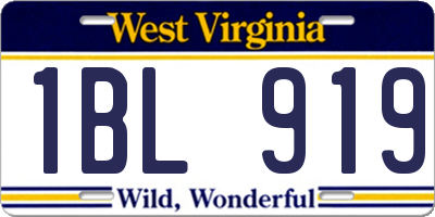 WV license plate 1BL919