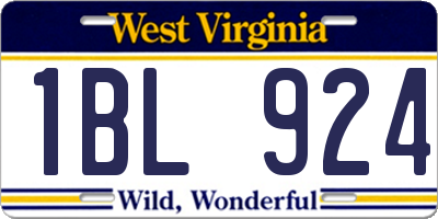 WV license plate 1BL924