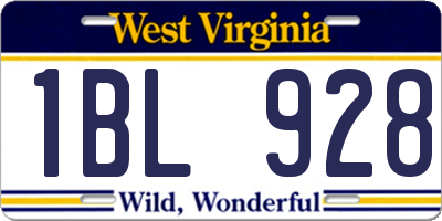 WV license plate 1BL928