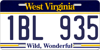 WV license plate 1BL935