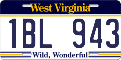 WV license plate 1BL943