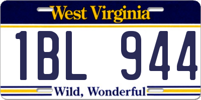 WV license plate 1BL944