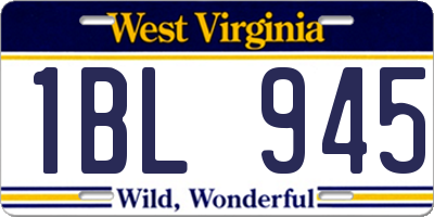 WV license plate 1BL945