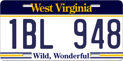 WV license plate 1BL948