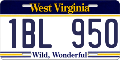 WV license plate 1BL950