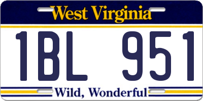 WV license plate 1BL951