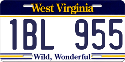WV license plate 1BL955