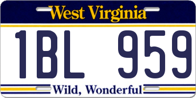 WV license plate 1BL959