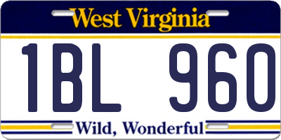 WV license plate 1BL960