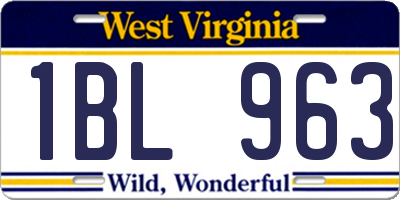WV license plate 1BL963
