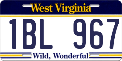 WV license plate 1BL967