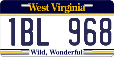 WV license plate 1BL968