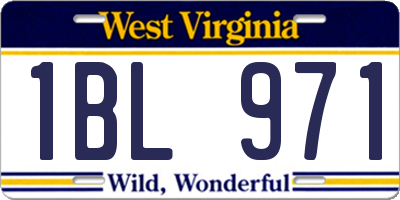 WV license plate 1BL971