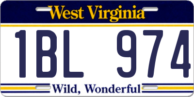 WV license plate 1BL974