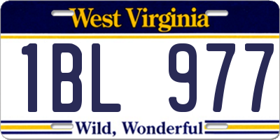 WV license plate 1BL977