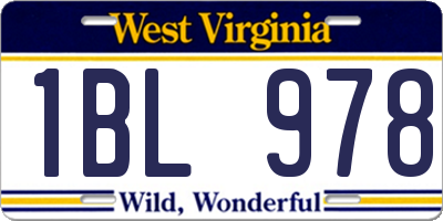 WV license plate 1BL978