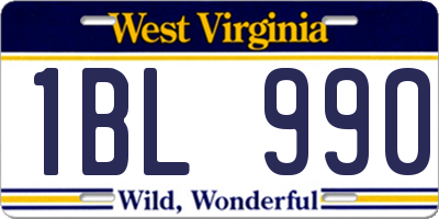 WV license plate 1BL990