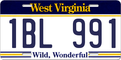 WV license plate 1BL991