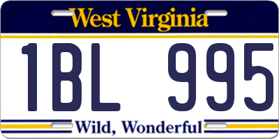 WV license plate 1BL995