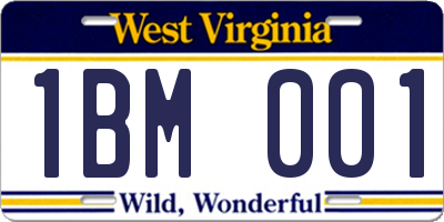 WV license plate 1BM001
