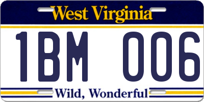 WV license plate 1BM006