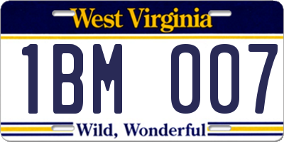 WV license plate 1BM007