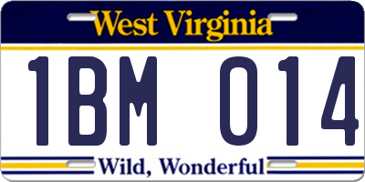 WV license plate 1BM014