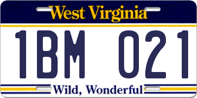 WV license plate 1BM021