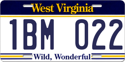 WV license plate 1BM022