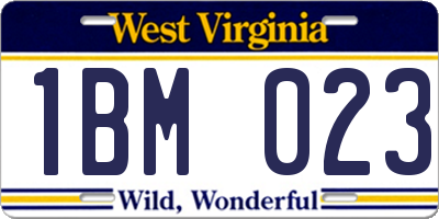 WV license plate 1BM023