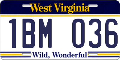 WV license plate 1BM036
