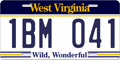 WV license plate 1BM041