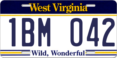 WV license plate 1BM042