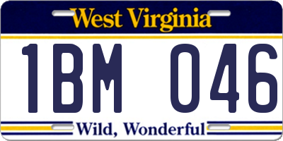 WV license plate 1BM046