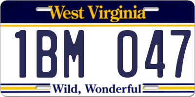 WV license plate 1BM047