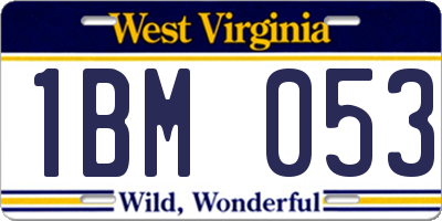 WV license plate 1BM053
