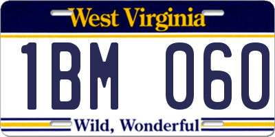 WV license plate 1BM060