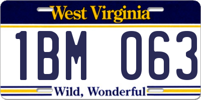 WV license plate 1BM063