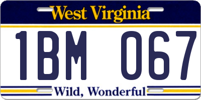 WV license plate 1BM067