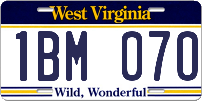 WV license plate 1BM070