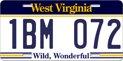 WV license plate 1BM072