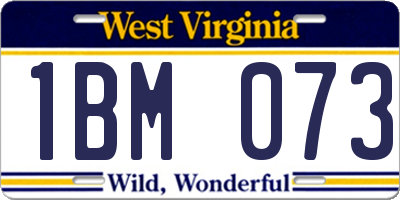 WV license plate 1BM073