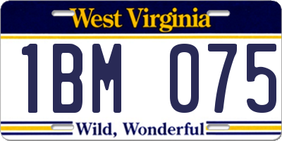 WV license plate 1BM075