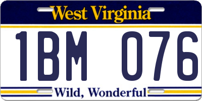 WV license plate 1BM076