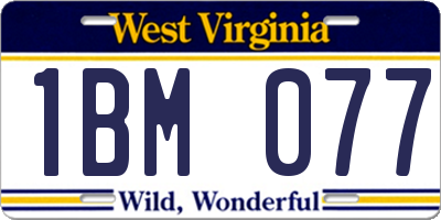 WV license plate 1BM077