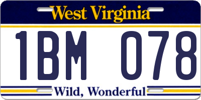 WV license plate 1BM078