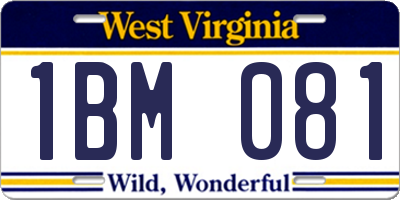 WV license plate 1BM081