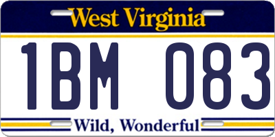 WV license plate 1BM083