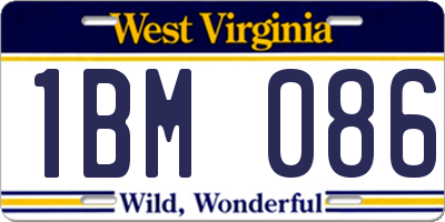 WV license plate 1BM086